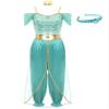 Agoky Womens 3Pcs Arabian Princess Costume Harem Pants Bloomers Jumpsuits Belly Dance Fancy Dress Turquoise X-Large view 3