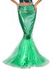 Moggemol Women Halloween Mermaid Costume Cascading Tulle Fishtail Maxi Skirt Party Princess Mermaid Tail Dress Up Green Large view 1