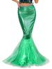 Moggemol Women Halloween Mermaid Costume Cascading Tulle Fishtail Maxi Skirt Party Princess Mermaid Tail Dress Up Green Large view 2