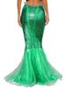 Moggemol Women Halloween Mermaid Costume Cascading Tulle Fishtail Maxi Skirt Party Princess Mermaid Tail Dress Up Green Large view 3