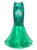 Moggemol Women Halloween Mermaid Costume Cascading Tulle Fishtail Maxi Skirt Party Princess Mermaid Tail Dress Up Green Large view 4