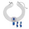 Bridal Wedding Crystal Pearl Necklace Earrings Set Bridal Multilayered Pearl Collar Necklace Rhinestone Statement Clavicle Necklace Earring Jewelry for Women (Blue-silver) view 4