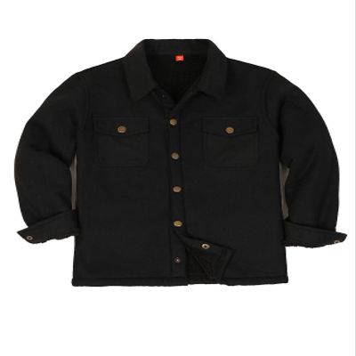 Kids Boys Girls Sherpa Fleece Lined Flannel Shirt Jacket Fall Winter Thick Warm Flannel Shacket Coat Solid Black M Size7-8