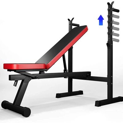 Weight Bench Adjustable Strength Training Bench Weight Bench Household Barbell Rack Bench Press Stool Multifunctional Fitness Equipment Weight Training Equipment (Black)