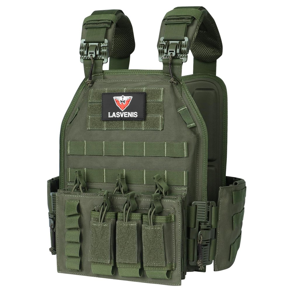 LASVENIS Quick Release Tactical Vest Lightweight Vests Adjustable Tactical Vest for Outdoor Training