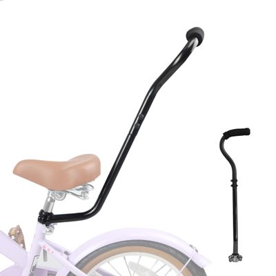 MEGHNA Kids Bike Training Push Handle Detachable Kids Bike Learning Aluminium Alloy Handle Push Bar Comfortable Anti Slip Handle Safety Balance Bar for Children Bikes (Black - Style 2)