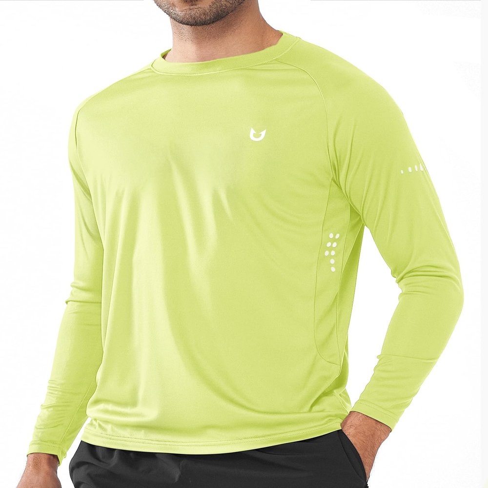 NORTHYARD Men's Sun Protection Shirts UPF 50+ Long Sleeve Swim Rash Guard Shirt Running Workout Athletic Hiking UV Fishing LEMONYELLOW 3XL