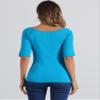 Allegra K Women's Half Sleeves Scoop Neck Fitted Layering Top Soft T-Shirt X-Small Lake Blue view 4