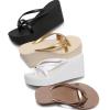 YEGBFLFF Women Wedge Flip Flops Sandals Summer Waterproof Platform Bohemian Shoes Open Toe Slip On Summer Beach Casual Tong Sandal (Black,5) view 4