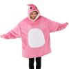 Markest Unisex Shark Hoodie Animal Cosplay Pullovers Oversized Flannel Sherpa Warm Comfy Loungewear Novelty Halloween Costume One Size Fits All Rose Red view 1