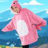 Markest Unisex Shark Hoodie Animal Cosplay Pullovers Oversized Flannel Sherpa Warm Comfy Loungewear Novelty Halloween Costume One Size Fits All Rose Red view 4