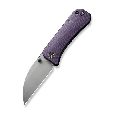 WeKnife Banter Wharncliffe Pocket Knife for EDC, Ben Petersen Folding Knife with 2.85" CPM S35VN Steel Blade Canvas Micarta Handle, Titanium Thumb Stud Opener WE19068J-2 (Purple)