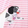 FreeLu Toddler Girls Cartoon Applique Dresses Striped Casual Dress Cotton Jersey Longsleeve T-Shirt (5T,Puppy Pink) view 3