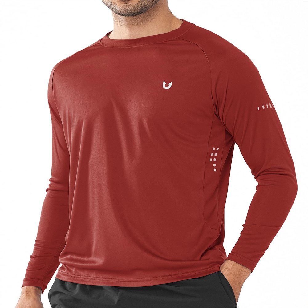 NORTHYARD Men's Sun Protection Shirts UPF 50+ Long Sleeve Swim Rash Guard Shirt Running Workout Athletic Hiking UV Fishing REDOCHRE L
