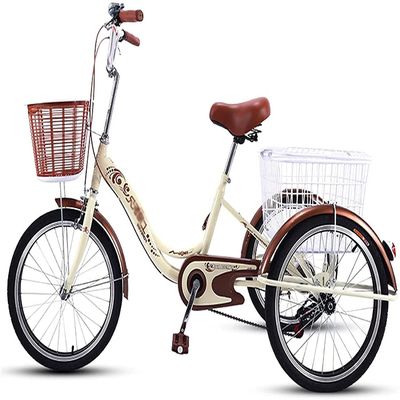 GRDDBZA Adult Tricycle - 3 Wheel Bikes for Adults Shopping 3 Wheel Bike Adult, Three Wheel Cruiser Bike 20 Inch Wheels, 1 Speed, with Low-Step Through Frame, Adjustable Seat and Handlebar