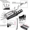 CXAPRDSH Black Bicycle Repair Tool Kit, 16 in 1 Bike Multitool with 2Pcs Bicycle Tire Iron Spoons, Portable Bicycle Essentials Easy Road Riding Travel Emergency Maintenance Repair and Carry view 2