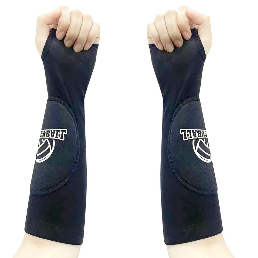 YIKANGHENG Volleyball Protective Gear, 1 Pair Black Elastic Volleyball Arm Sleeves with Latex Pads for Sports (black)