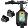 Ouxuefen Bike Front Bags,Large Capacity Waterproof Bicycles Front Top Tube Pouches Panniers Phone Mount Holder Handlebars Bag with Touch Screens2# view 2