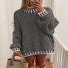 PRETTYGARDEN Women's 2026 Fall Oversized Pullover Sweaters Long Sleeve Mock Neck Chunky Knit Jumper Tops Winter Clothing (Grey,XX-Large) view 3