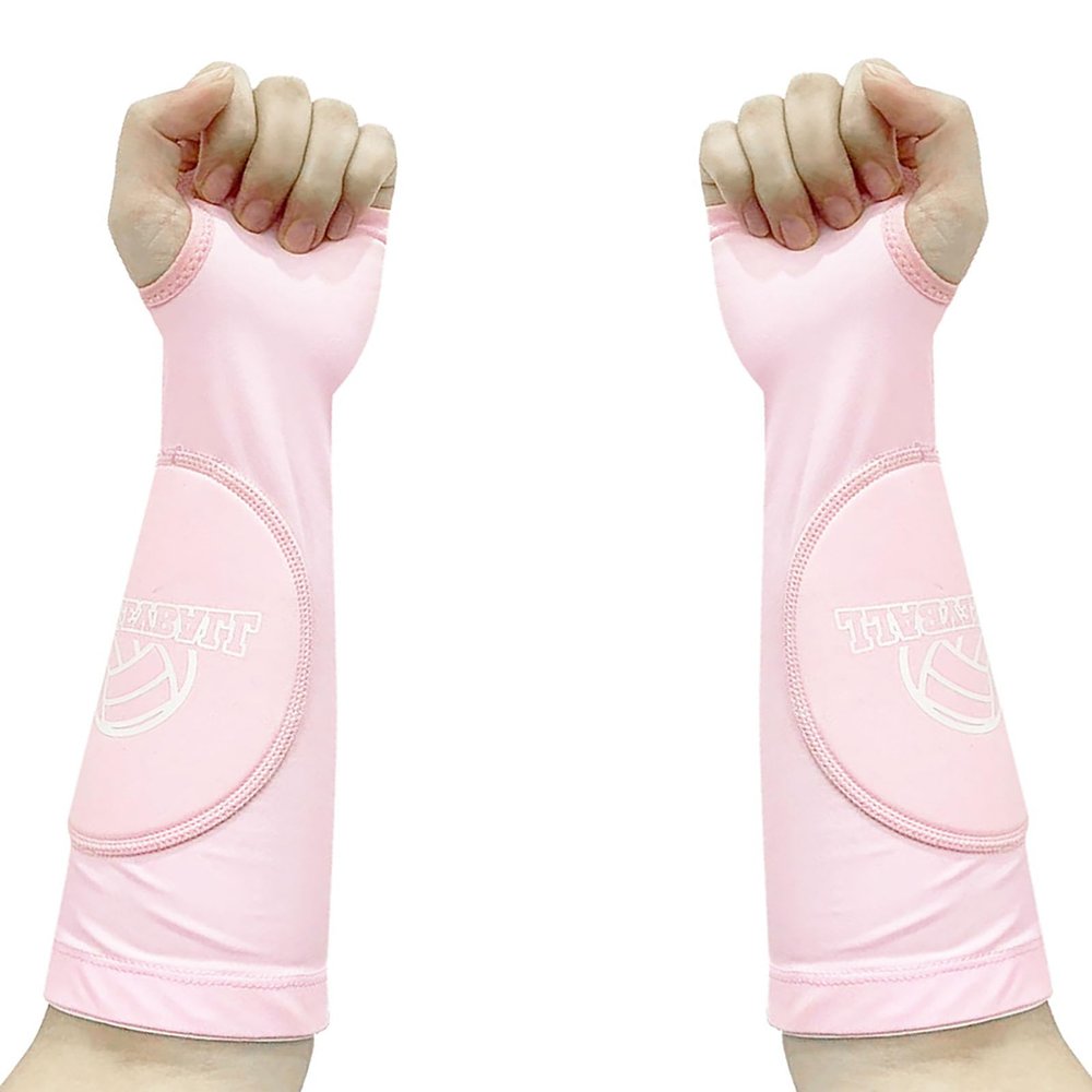 YIKANGHENG Volleyball Protective Gear, 1 Pair Black Elastic Volleyball Arm Sleeves with Latex Pads for Sports (pink)