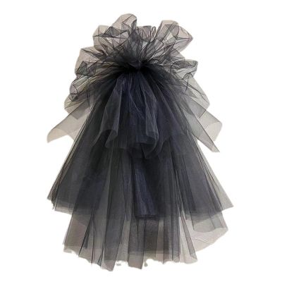 BWANGIAO Dark Veil Simple Veils Head Covering Wedding Hair Accessories Black Wedding Veil Headscarf Mantilla Black Veil, Black, Approx.60-80CM/23.62-31.50inch