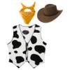 Sxiwei Kids Boys Girls Cowboys Cowgirls Fancy Dress Ups Cow Print Vest Waistcoat Tops with Bandana Hats Set Yellow 10 Years view 1