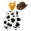 Sxiwei Kids Boys Girls Cowboys Cowgirls Fancy Dress Ups Cow Print Vest Waistcoat Tops with Bandana Hats Set Yellow 10 Years view 2