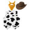 Manyakai Unisex Kids Cowboy Cowgirls Outfits Cow Print Vest Waistcoat Tops with Bandana Hats Set Yellow 6 Years view 2