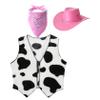 Sxiwei Kids Boys Girls Cowboys Cowgirls Fancy Dress Ups Cow Print Vest Waistcoat Tops with Bandana Hats Set Pink 4 Years view 1