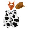 Manyakai Unisex Kids Cowboy Cowgirls Outfits Cow Print Vest Waistcoat Tops with Bandana Hats Set Orange 5 Years view 1