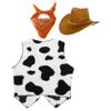 Manyakai Unisex Kids Cowboy Cowgirls Outfits Cow Print Vest Waistcoat Tops with Bandana Hats Set Orange 5 Years view 2