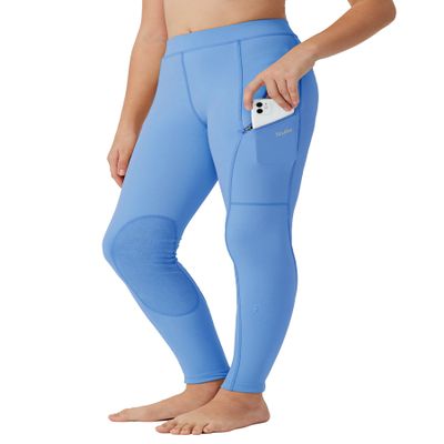 Willit Girls Horse Riding Pants Tights Kids Equestrian Breeches Knee-Patch Youth Schooling Tights Zipper Pockets Sky Blue XL