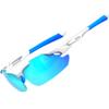 ATTCL Bundle Polarized Wrap Sunglasses For Men Cycling Driving Fishing - Sports Glasses Ultralight:(7027-C5-White+Blue)+(5001-Black) view 2