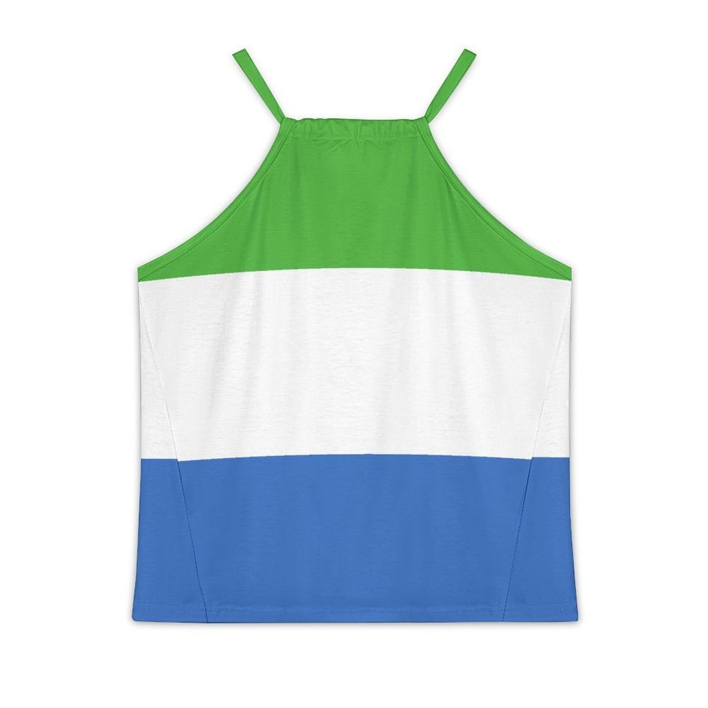 Adugen Origei Yoga Women's Performance Stretchy Sierra Leone Flag Sports Workout Running Top Vest 4XL