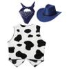 Manyakai Unisex Kids Cowboy Cowgirls Outfits Cow Print Vest Waistcoat Tops with Bandana Hats Set Blue 3 Years view 2