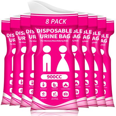 HOKINETY Disposable Urine Bag for Travel - 900ML Portable Pee Bags for Women Men 8 PCS Emergency Vomit Bags Unisex Toilet Urinal for Car Camping, Road Trip,Traffic Jams, Pregnant, Kids, Patient