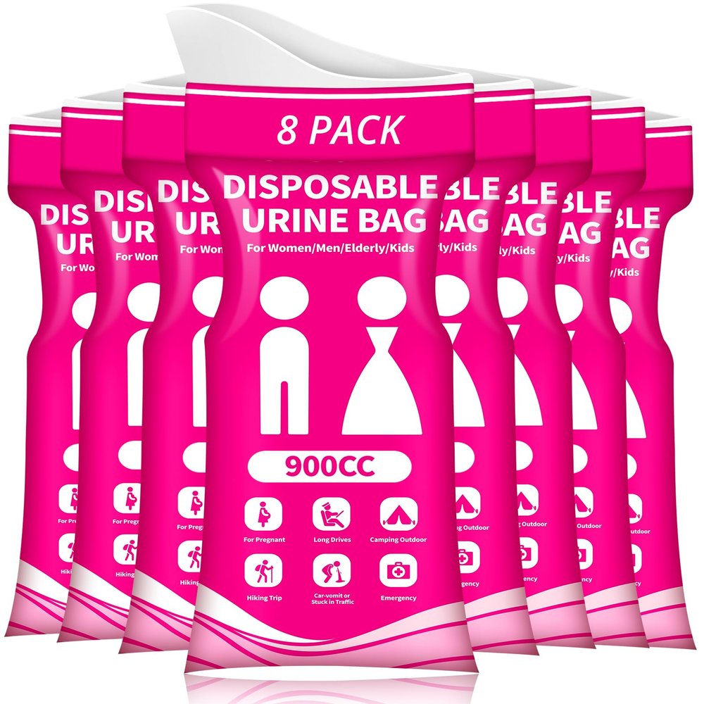 HOKINETY Disposable Urine Bag for Travel - 900ML Portable Pee Bags for Women Men 8 PCS Emergency Vomit Bags Unisex Toilet Urinal for Car Camping, Road Trip,Traffic Jams, Pregnant, Kids, Patient