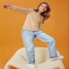 Haloumoning Girls Puff Long Sleeve Shirts Kids Casual Crewneck Soft Tunic Tops Blouse 5-14 Years Khaki view 2