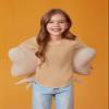 Haloumoning Girls Puff Long Sleeve Shirts Kids Casual Crewneck Soft Tunic Tops Blouse 5-14 Years Khaki view 3