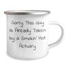 Actuary Camping Mug Sorry This Guy Is Already Taken By A Smokin' Hot Actuary Gifts for Actuary Graduation view 2