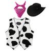 Manyakai Unisex Kids Cowboy Cowgirls Outfits Cow Print Vest Waistcoat Tops with Bandana Hats Set Rose 8 Years view 1