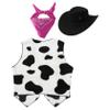 Manyakai Unisex Kids Cowboy Cowgirls Outfits Cow Print Vest Waistcoat Tops with Bandana Hats Set Rose 8 Years view 2