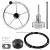QYMOPAY Marine Steering Control Cable, 12ft Cable Outboard Steering Kit 3/4" Standard Tapered Shaft, Marine Steering System for Yachts and Other Watercraft
