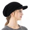  100% Cotton Women's Knit Hat with Brim Aria Knit Cap Newsboy Knit Cap Cold Protection Medical Hat Large Size (US, Alpha, One Size, Black) view 1
