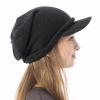 100% Cotton Women's Knit Hat with Brim Aria Knit Cap Newsboy Knit Cap Cold Protection Medical Hat Large Size (US, Alpha, One Size, Charcoal) view 1