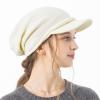  100% Cotton Women's Knit Hat with Brim Aria Knit Cap Newsboy Knit Cap Cold Protection Medical Hat Large Size (US, Alpha, One Size, White) view 1
