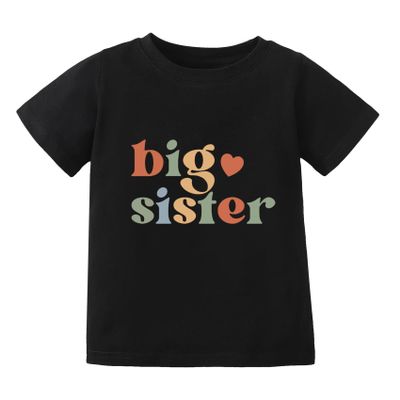 Big Sister Shirt for Girls: Girls Big Sister Shirt Promoted to Big Sister Tshirt Big Sis Announcement Outfit Top 2t 3t 4t Black