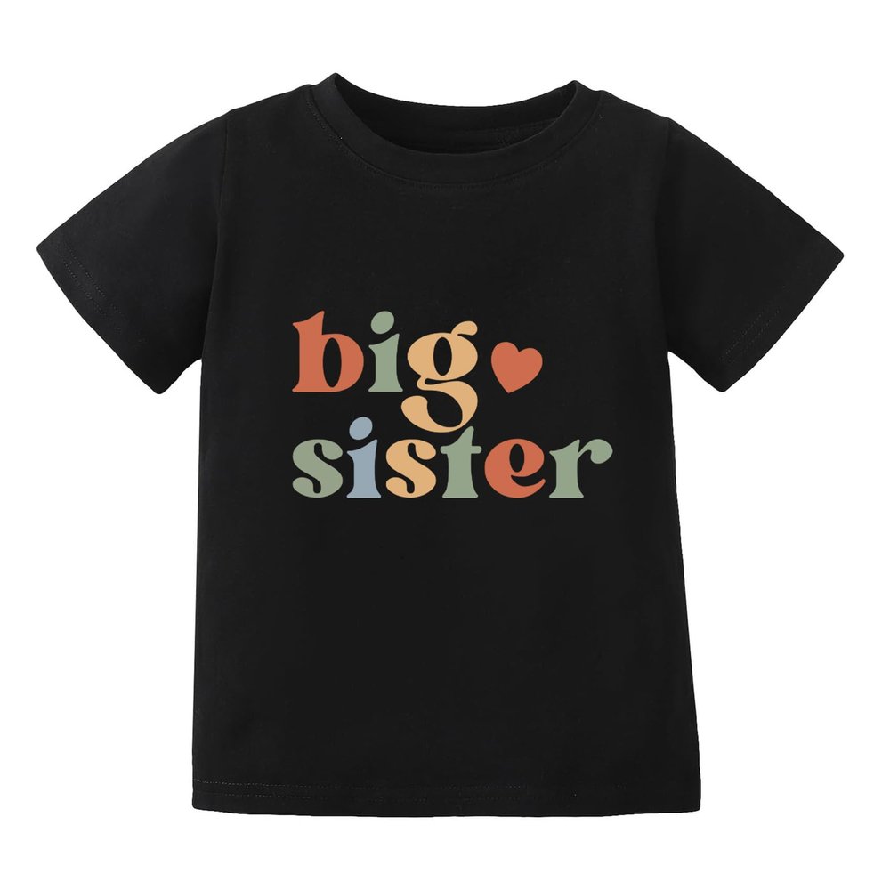 Big Sister Shirt for Girls: Girls Big Sister Shirt Promoted to Big Sister Tshirt Big Sis Announcement Outfit Top 2t 3t 4t Black