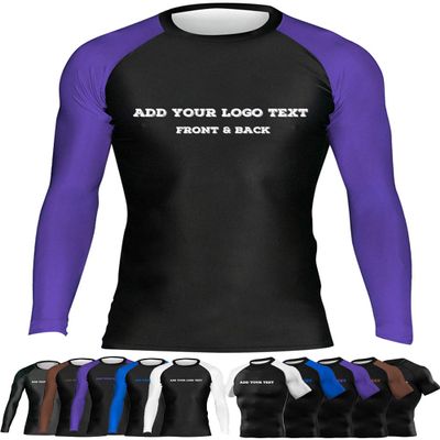 Customized Men's Youth No-Gi Uniform Compression Sports Shirt Skin Game Tee, Long Sleeve Purple XX-Small