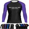 Customized Men's Youth No-Gi Uniform Compression Sports Shirt Skin Game Tee, Long Sleeve Purple XX-Small view 1